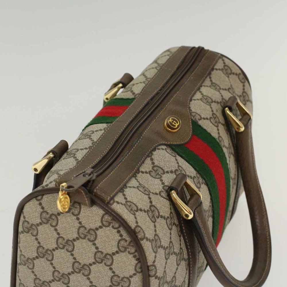 GUCCI GG Canvas Web Sherry Line Boston Bag Beige Red 3902006 Auth bs7253 - Picture 6 of 16